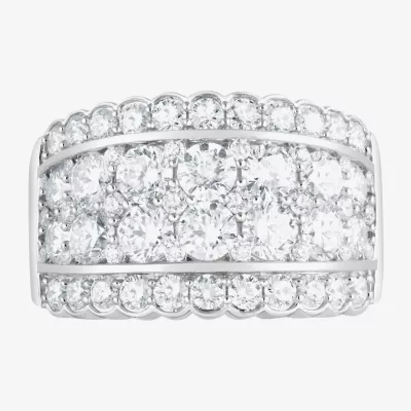 (F/Si2) Womens 3 CT. T.W. Lab Grown White Diamond Sterling Silver Cocktail Ring