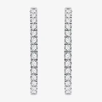 (G, Si1-Si2) Womens 3 CT. T.W. Lab Grown White Diamond Sterling Silver 33.7mm Hoop Earrings