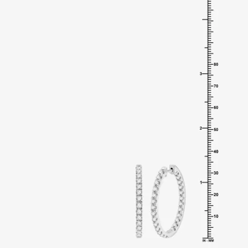 (G, Si1-Si2) Womens 3 CT. T.W. Lab Grown White Diamond Sterling Silver 33.7mm Hoop Earrings