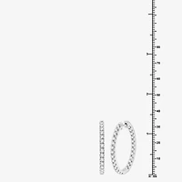 (G, Si1-Si2) Womens 3 CT. T.W. Lab Grown White Diamond Sterling Silver 33.7mm Hoop Earrings