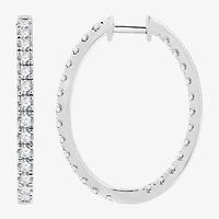 (G, Si1-Si2) Womens 3 CT. T.W. Lab Grown White Diamond Sterling Silver 33.7mm Hoop Earrings