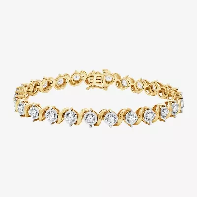 (G, Si1-Si2) Womens 5 CT. T.W. Lab Grown White Diamond 14K Gold Over Silver 7.5 Inch Tennis Bracelet