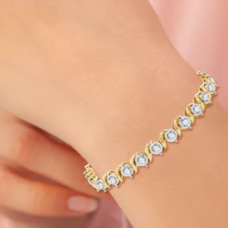 (G, Si1-Si2) Womens 5 CT. T.W. Lab Grown White Diamond 14K Gold Over Silver 7.5 Inch Tennis Bracelet