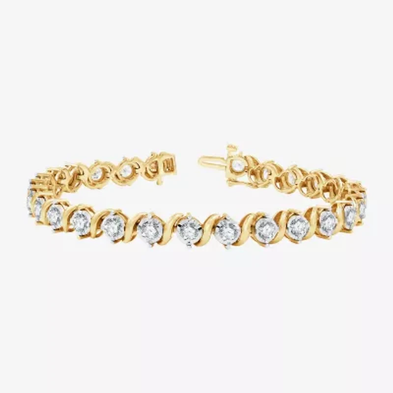 (G, Si1-Si2) Womens 5 CT. T.W. Lab Grown White Diamond 14K Gold Over Silver 7.5 Inch Tennis Bracelet