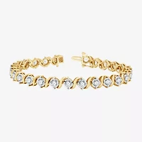 (G, Si1-Si2) Womens 5 CT. T.W. Lab Grown White Diamond 14K Gold Over Silver 7.5 Inch Tennis Bracelet