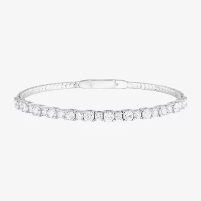 (F, Si2) Womens 3 CT. T.W. Lab Grown White Diamond Sterling Silver Bangle Bracelet