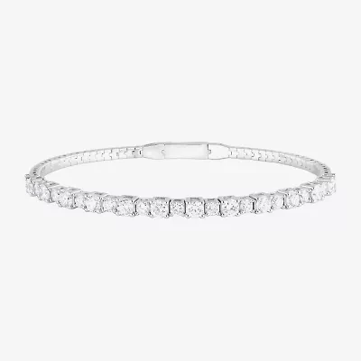 (F, Si2) Womens 3 CT. T.W. Lab Grown White Diamond Sterling Silver Bangle Bracelet
