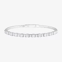 (F, Si2) Womens 3 CT. T.W. Lab Grown White Diamond Sterling Silver Bangle Bracelet