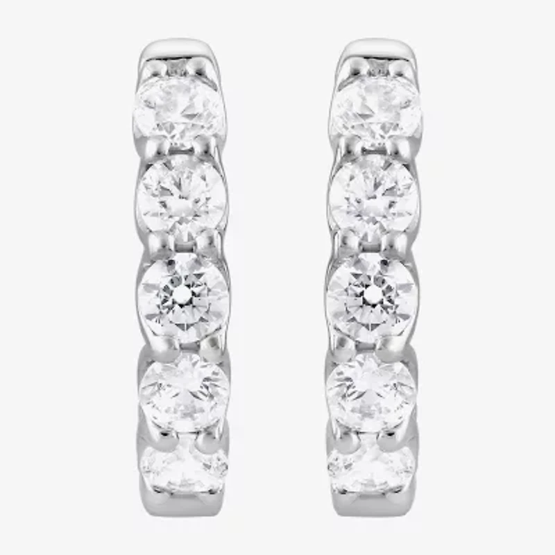 (Si2/F) Womens 2 CT. T.W. Lab Grown White Diamond Sterling Silver 17.6mm Hoop Earrings