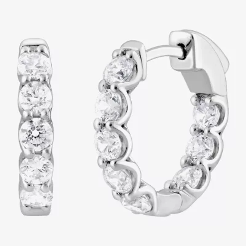 (Si2/F) Womens 2 CT. T.W. Lab Grown White Diamond Sterling Silver 17.6mm Hoop Earrings