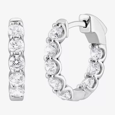 (Si2/F) Womens 2 CT. T.W. Lab Grown White Diamond Sterling Silver 17.6mm Hoop Earrings