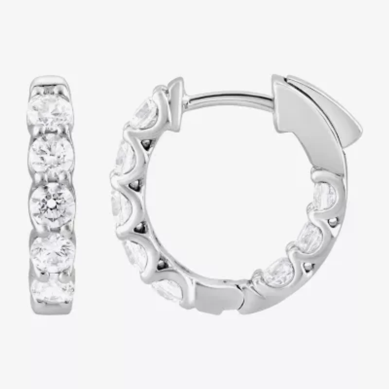 (Si2/F) Womens 2 CT. T.W. Lab Grown White Diamond Sterling Silver 17.6mm Hoop Earrings