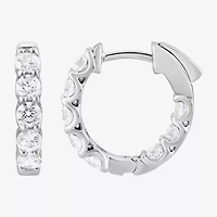 (Si2/F) Womens 2 CT. T.W. Lab Grown White Diamond Sterling Silver 17.6mm Hoop Earrings