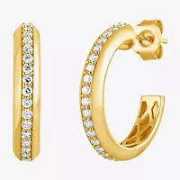 (F/Vs2) Womens 1/2 CT. T.W. Lab Grown White Diamond 14K Gold Over Silver 20mm Hoop Earrings