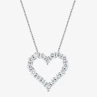(F, Si2) Womens 1 CT. T.W. Lab Grown White Diamond Sterling Silver Heart 18 Inch Pendant Necklace