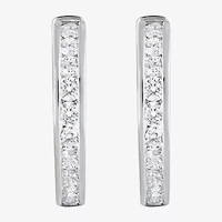 (F, Si2) Womens 1 CT. T.W. Lab Grown White Diamond Sterling Silver 19.5mm Hoop Earrings