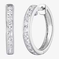 (F, Si2) Womens 1 CT. T.W. Lab Grown White Diamond Sterling Silver 19.5mm Hoop Earrings