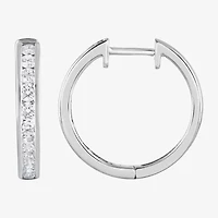 (F, Si2) Womens 1 CT. T.W. Lab Grown White Diamond Sterling Silver 19.5mm Hoop Earrings
