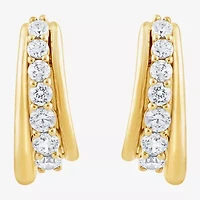 (F, Si2) Womens 1 CT. T.W. Lab Grown White Diamond 14K Gold Over Silver 17.9mm Hoop Earrings