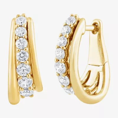 (F, Si2) Womens 1 CT. T.W. Lab Grown White Diamond 14K Gold Over Silver 17.9mm Hoop Earrings