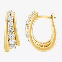 (F, Si2) Womens 1 CT. T.W. Lab Grown White Diamond 14K Gold Over Silver 17.9mm Hoop Earrings