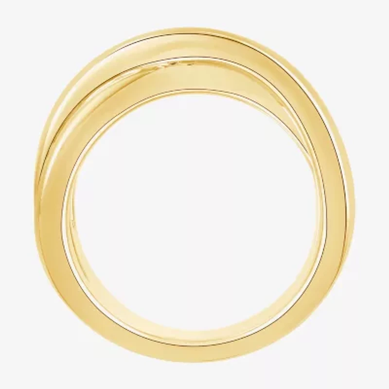 (F, Si2) Womens 1 CT. T.W. Lab Grown White Diamond 14K Gold Over Silver Crossover Cocktail Ring