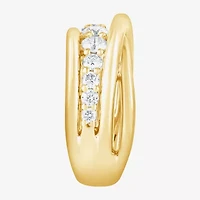 (F, Si2) Womens 1 CT. T.W. Lab Grown White Diamond 14K Gold Over Silver Crossover Cocktail Ring