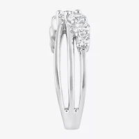 (F, Si2) Womens 1 CT. T.W. Lab Grown White Diamond Sterling Silver Crossover Cocktail Ring