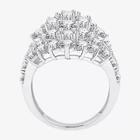 (G, Si1-Si2) Womens 5 CT. T.W. Lab Grown White Diamond Sterling Silver Cluster Cocktail Ring