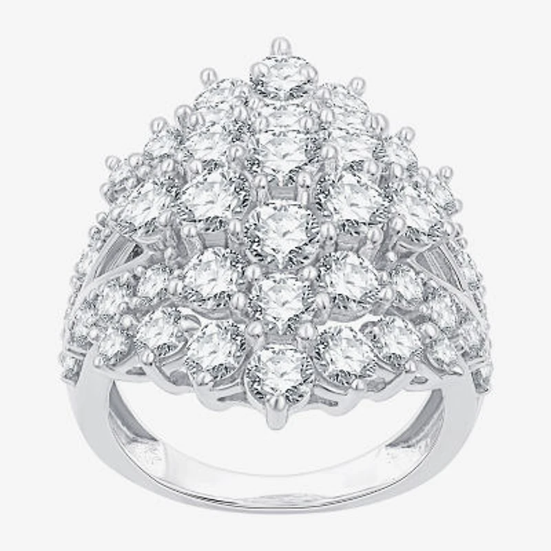 (G, Si1-Si2) Womens 5 CT. T.W. Lab Grown White Diamond Sterling Silver Cluster Cocktail Ring