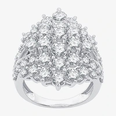 (G, Si1-Si2) Womens 5 CT. T.W. Lab Grown White Diamond Sterling Silver Cluster Cocktail Ring