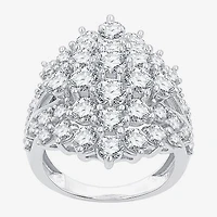 (G, Si1-Si2) Womens 5 CT. T.W. Lab Grown White Diamond Sterling Silver Cluster Cocktail Ring