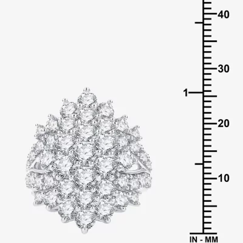 (G, Si1-Si2) Womens 5 CT. T.W. Lab Grown White Diamond Sterling Silver Cluster Cocktail Ring