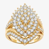 (G, Si1-Si2) Womens 2 CT. T.W. Lab Grown White Diamond 14K Gold Over Silver Cluster Cocktail Ring