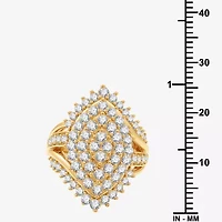 (G, Si1-Si2) Womens 2 CT. T.W. Lab Grown White Diamond 14K Gold Over Silver Cluster Cocktail Ring
