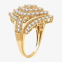 (G, Si1-Si2) Womens 2 CT. T.W. Lab Grown White Diamond 14K Gold Over Silver Cluster Cocktail Ring
