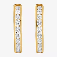 (F, Si2) Womens 1 CT. T.W. Lab Grown White Diamond 14K Gold Over Silver 19.5mm Hoop Earrings