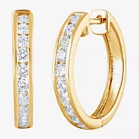 (F, Si2) Womens 1 CT. T.W. Lab Grown White Diamond 14K Gold Over Silver 19.5mm Hoop Earrings