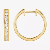 (F, Si2) Womens 1 CT. T.W. Lab Grown White Diamond 14K Gold Over Silver 19.5mm Hoop Earrings