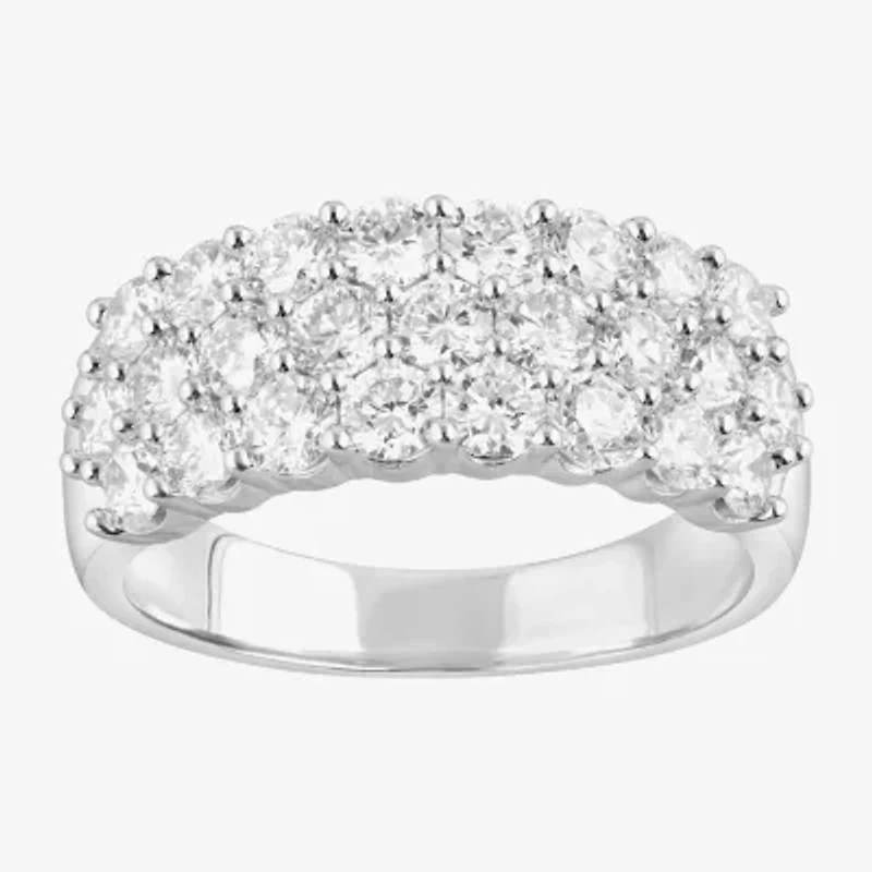(F/Vs2) Womens 2 CT. T.W. Lab Grown White Diamond Sterling Silver Cocktail Ring