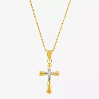 Cross (F/Vs2) Womens 1/ CT. T.W. Lab Grown White Diamond 14K Gold Over Silver Cross 18 Inch Pendant Necklace