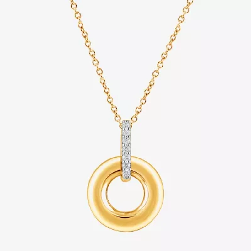 (F/Vs2) Womens Diamond Accent Lab Grown White Diamond 14K Gold Over Silver 18 Inch Pendant Necklace
