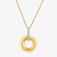 (F/Vs2) Womens Diamond Accent Lab Grown White Diamond 14K Gold Over Silver 18 Inch Pendant Necklace