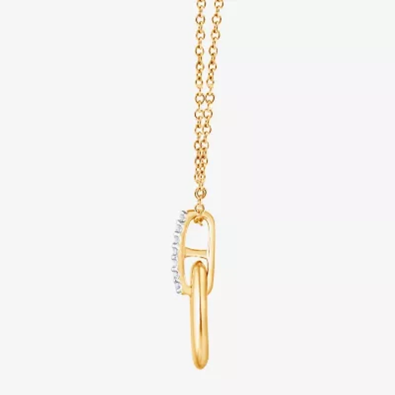 (F/Vs2) Womens Diamond Accent Lab Grown White Diamond 14K Gold Over Silver 18 Inch Pendant Necklace