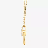 (F/Vs2) Womens Diamond Accent Lab Grown White Diamond 14K Gold Over Silver 18 Inch Pendant Necklace