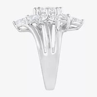 Diamond Blossom (F, Si2) Womens 3 CT. T.W. Lab Grown White Sterling Silver Cluster Cocktail Ring