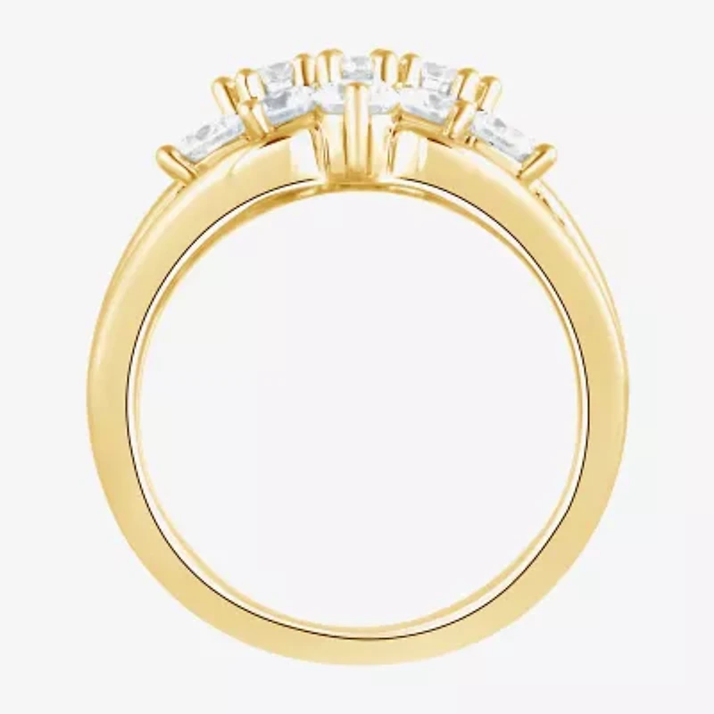 Diamond Blossom (F, Si2) Womens 3 CT. T.W. Lab Grown White 14K Gold Over Silver Cluster Cocktail Ring