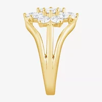 Diamond Blossom (F, Si2) Womens 3 CT. T.W. Lab Grown White 14K Gold Over Silver Cluster Cocktail Ring