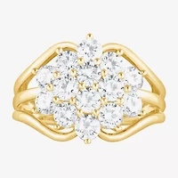 Diamond Blossom (F, Si2) Womens 3 CT. T.W. Lab Grown White 14K Gold Over Silver Cluster Cocktail Ring