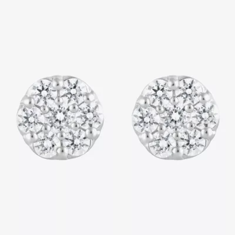 Diamond Blossom (F, Si2) 1 CT. T.W. Lab Grown White Diamond Sterling Silver 8mm Round Stud Earrings